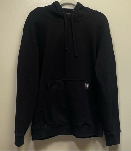 Ariat Rebar Hoodie Men's Large Black Embroider Sleeve Great Condition - Picture 3 of 7