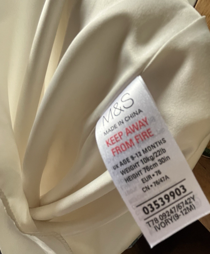 M&S Autograph 100% Soft Silk Fully Lined Ivory Christening Gown 9-12 Months - Picture 9 of 9