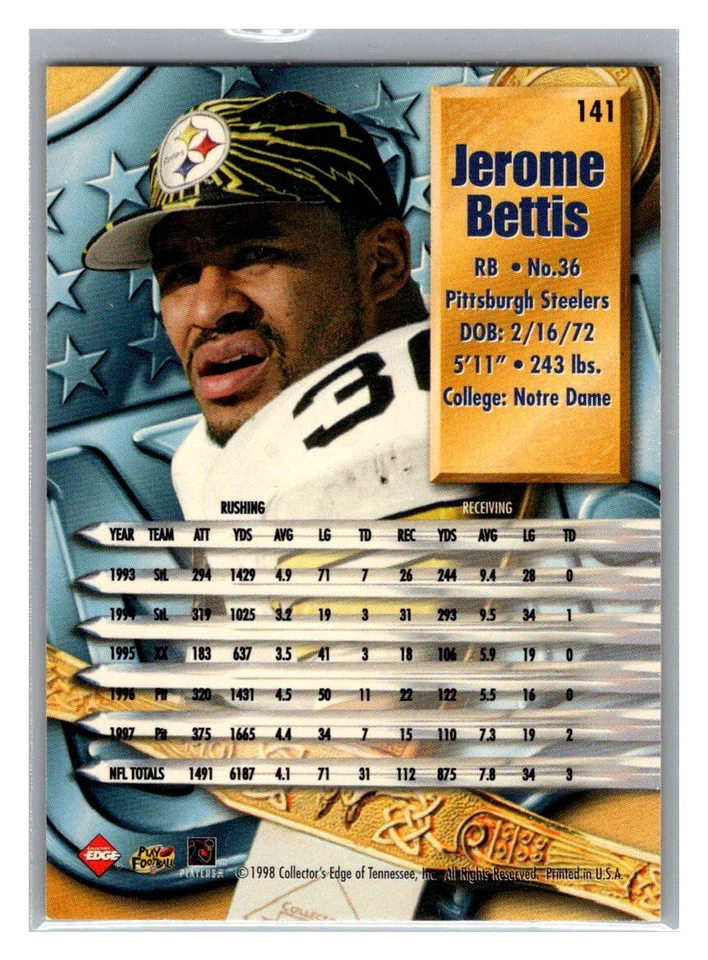 1998 Collector's Edge Supreme Season Review Jerome Bettis #141 - Image 2 of 2