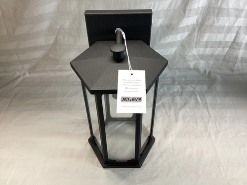 Capital Lighting Walton 1 Light Outdoor Wall Lantern Black Clear Glass 946611BK - Picture 6 of 15