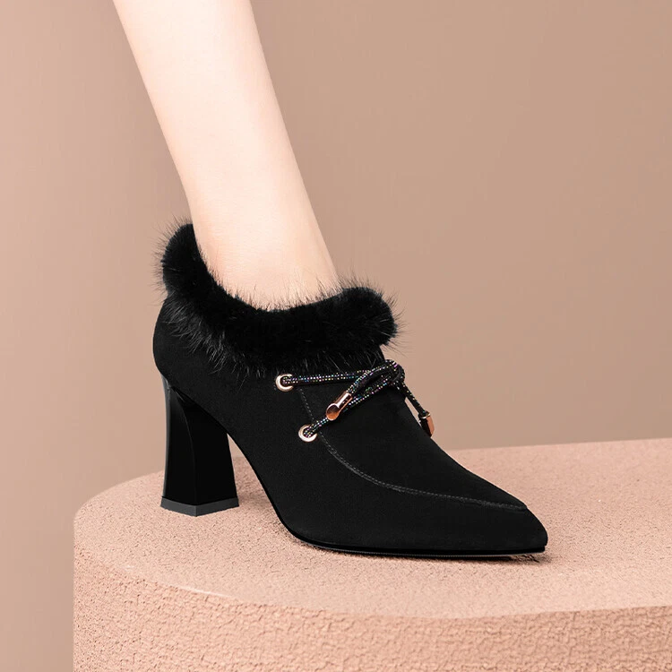 Mink ankle boots