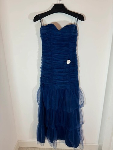 Chi Chi London Bandeau Tulle Bodycon Maxi Dress in Navy Size UK 10 BNWT - Picture 4 of 16