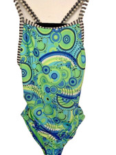 Uglies Dolfin One-Piece Swim Suit Girls Size 7-8 Green  Blue