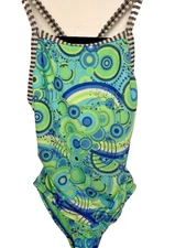 Uglies Dolfin One-Piece Swim Suit Girls Size 7-8 Green & Blue