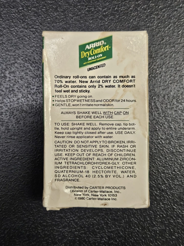 Desodorante antitranspirante Arrid Dry Comfort 1980 vintage enrollado 1,5 oz nuevo en stock Foto 2 de 3