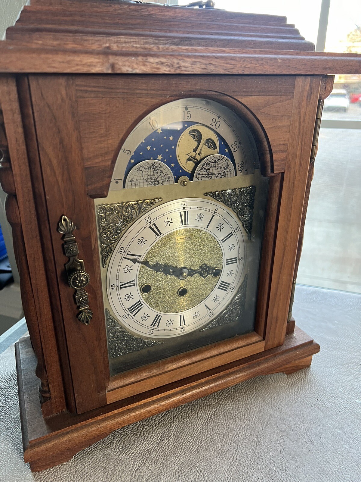 Franz Hermle Emperor Westminster Chime Moon Phase Mantle Clock 341020