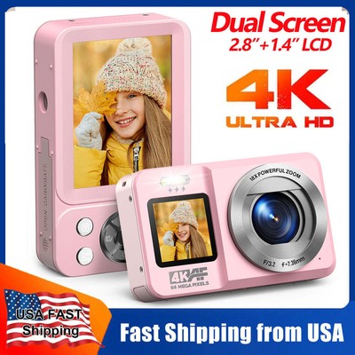  Digital Camera Dual Screen for Teen Girl Gifts 64MP Point & Shoot Vlog Camera
