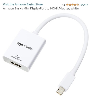 Amazon Basics Mini DisplayPort Thunderbolt to HDMI Adapter for