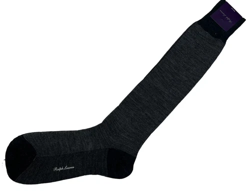 Ralph Lauren Purple Label Dress Dark Gray Wool Socks Made in Italy