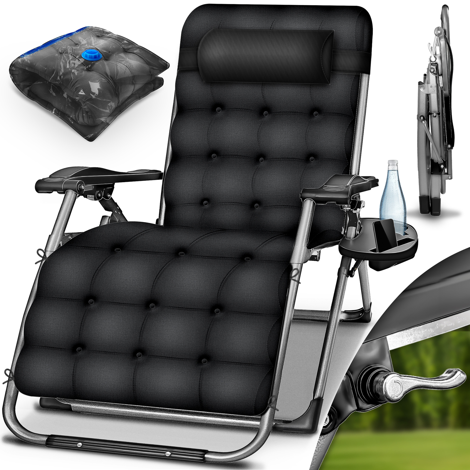 tillvex® Liegestuhl klappbar Sonnenliege max 200kg Garten Liege Stuhl mit Kissen