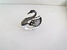 Antique Sterling Crystal Swan Open Salt Cellar w/ Movable Wings