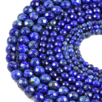 Halbedelstein Lapislazuli facettiert rund Edelstein Schmuckherstellung Perlen 15,5...