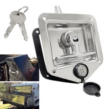 Recessed Locker Door T Handle Lock Trailer Truck Latch Catch+Key Stainless Steel