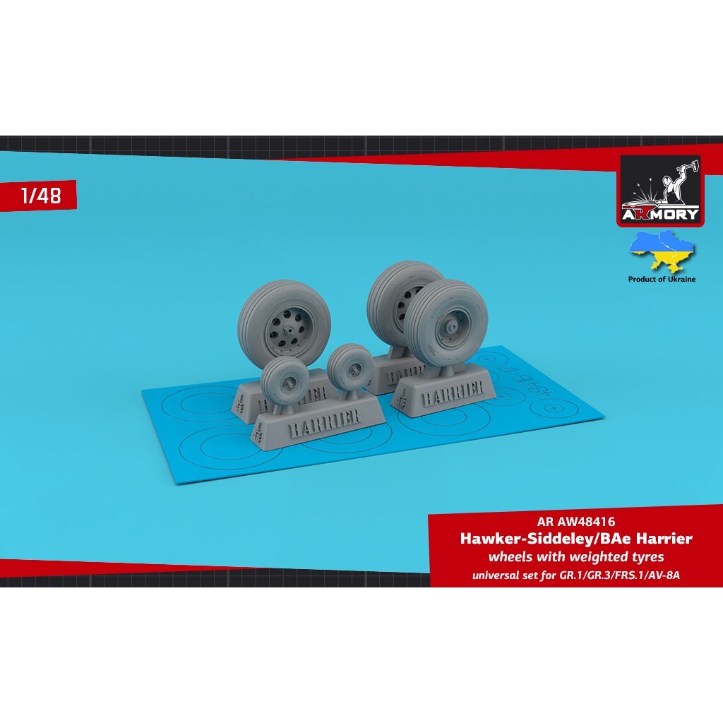 H.S. Harrier GR1/GR.3/FRS.1/AV8A wheels w/ weighted Armory AR AW48416 Scale 1/48