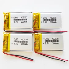 Lots 4 pcs 3.7V 200mAh Lipo Li Polymer Rechargeable Battery 402030 For GPS MP3