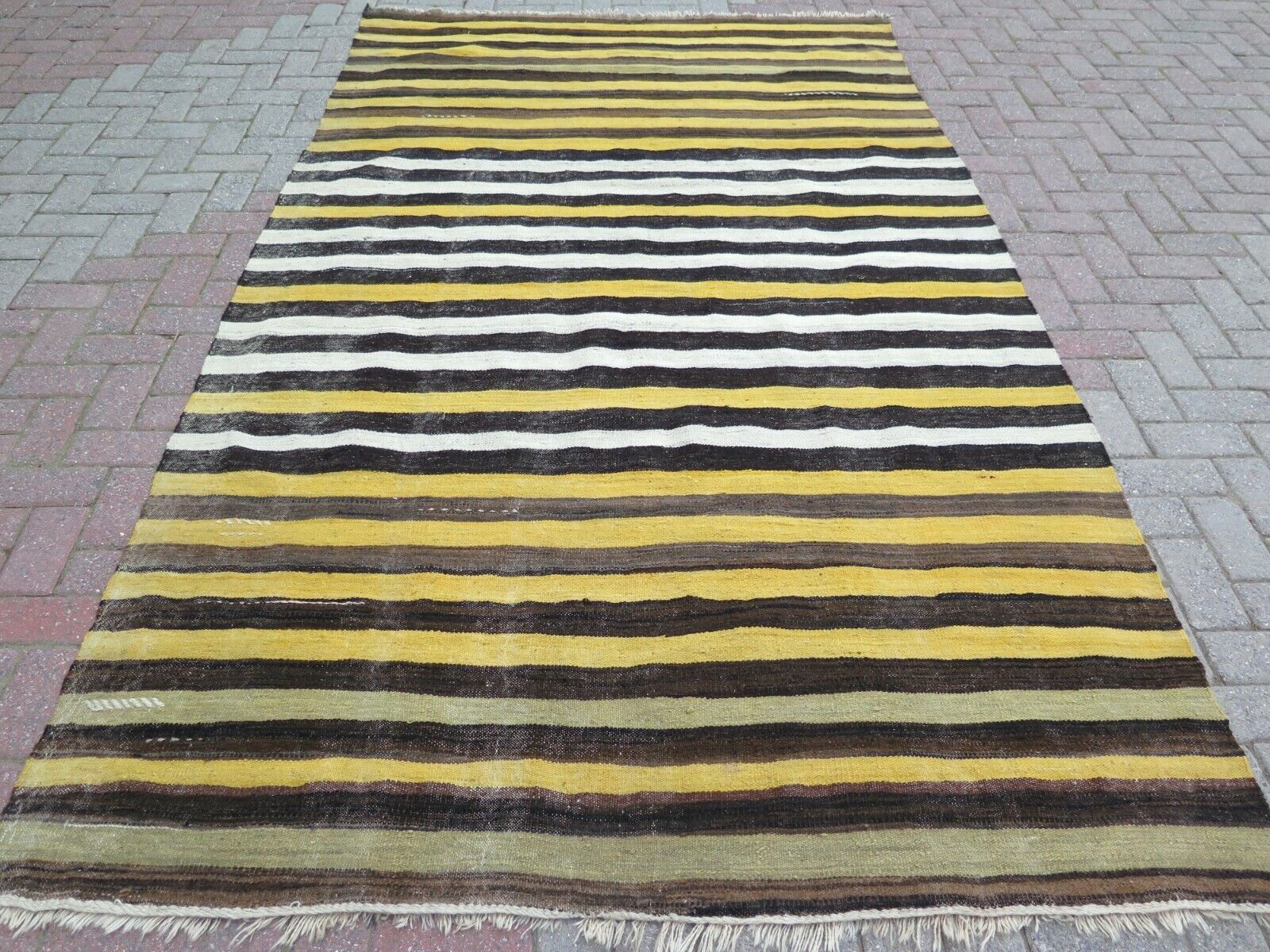 Turkish Natural Kilim, Large Tribal Rugs, Modern Rug Striped Rug Carpet 69"X120"