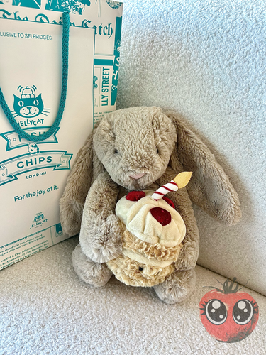 Bashful Birthday Cake Beige Rabbit Jelly Cat Stuffed Animal Soft Plush Toy NWT