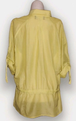 Jones NY - Semi-Sheer Silk Blend Lemon-Lime Button Up Tunic - Women's Size XL - Picture 3 of 5
