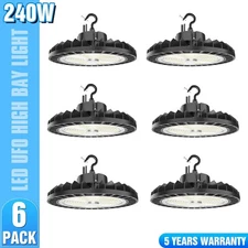 6 Pack 240W UFO Led High Bay Light Commercial Warehouse Led Shop Lighting 5000K