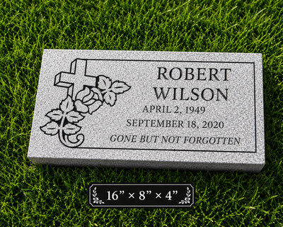 Custom Gray Granite Memorial Headstone Flat Grave Marker Personalized