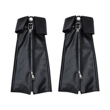 Women s Gothic Leather Leg Warmer Punk Zippers Long Leg Socks Harajuku Leg Cover