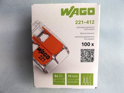 100 pcs WAGO compact 221-412 socket terminals 2 pole up to 4 mm² 32 A new unopened
