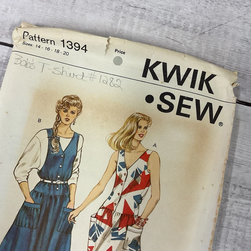 Kwik Sew 1394 Sewing Pattern Dress Jumper Sleeveless Miss Size 14-20 UNCUT - Image 4 of 4