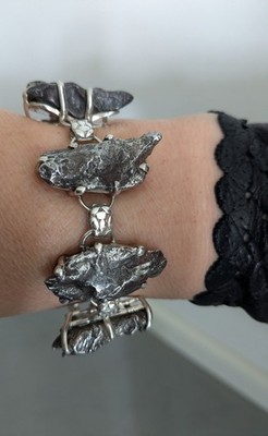 Meteoriten Armband Unisex 925er Sterlingsilber