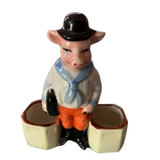 Mustard Pot Schoolboy Pig Figurine Condiment German Stoneware Granny Core Salt P