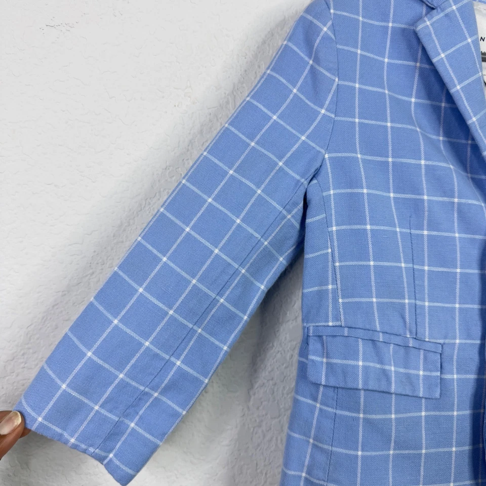Blazer Janie and Jack ragazzo 4 blu misto lino plaid finestra preppy formale - Immagine 4 di 4