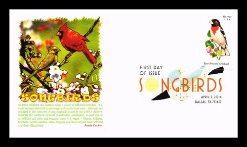 US COVER SONGBIRDS ROSE BREASTED GROSBEAK FIRST DAY ISSUE PANDA CACHET