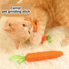 Carrot Shape Sisal Rope Cat Chew Toy, Built-in Sound, Hand Knitted