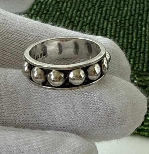 New ListingVtg.Sterling Silver 925 Mexico 1/2 Ball Band Ring - Size 10 Men Nice