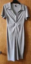 Solid Rib Knit Button Front Dress Size L Gray