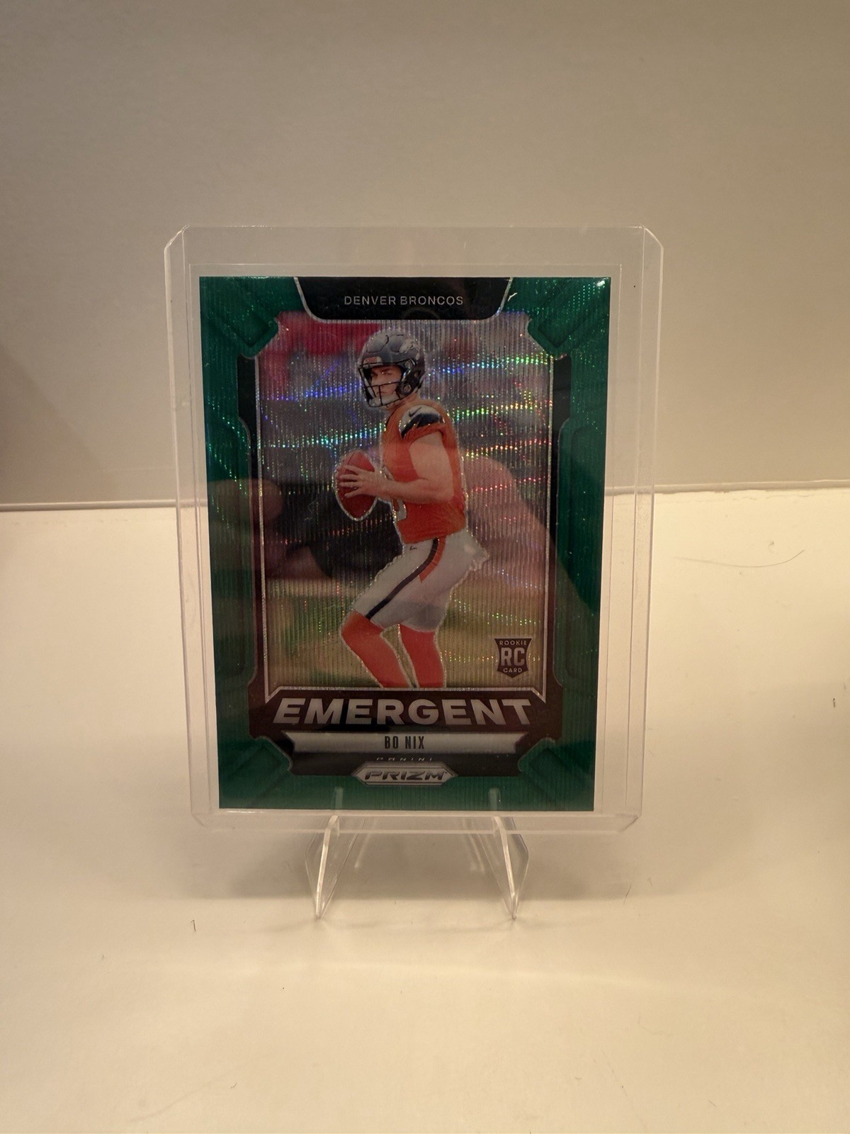 2024 Panini Prizm - Emergent Bo Nix #3 Green Wave Prizm (RC)