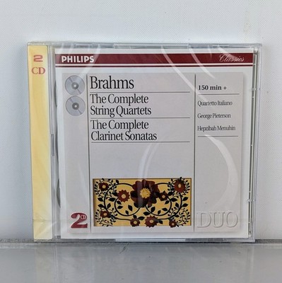 Brahms 2 CD The Complete String Quartets Clarinet Sonatas Pieterson Menuhin NEW