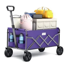 Collapsible Foldable Wagon, Foldig Cart with Wheel Heavy Duty with Purple