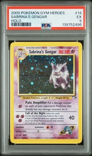 2000 POKEMON GYM HEROES HOLO #14 SABRINA'S GENGAR PSA 5