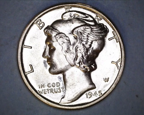 1945 MERCURY DIME***~ AU+  **122-6