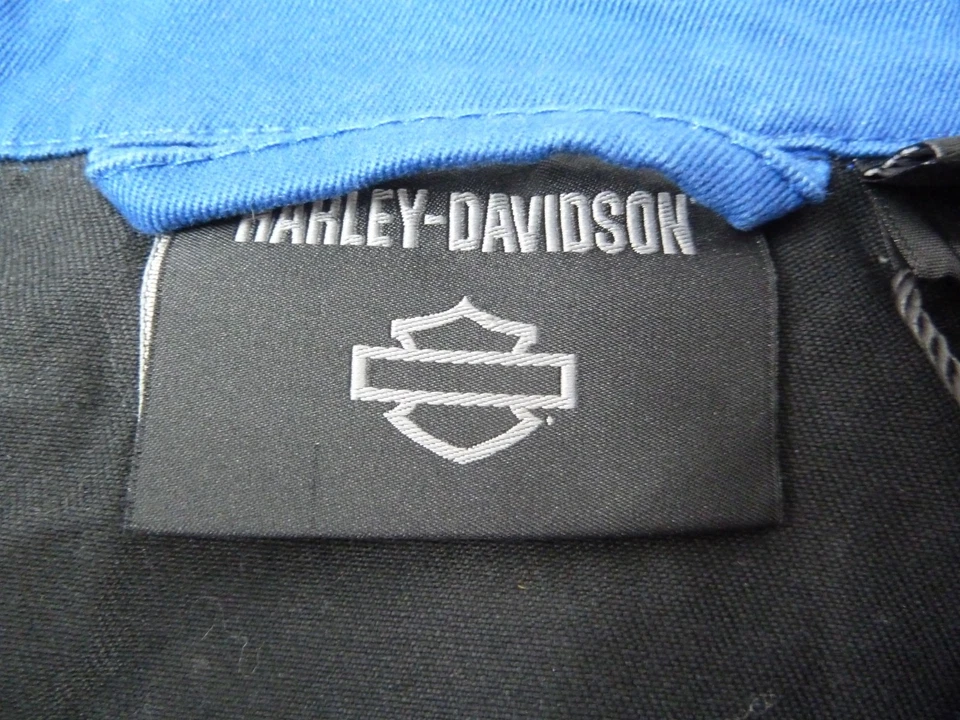 Chaqueta Harley-Davidson Hombre XXL Azul Negro Algodón Parche Motociclista Logo 97405-24VM NUEVA CON ETIQUETAS Foto 3 de 4