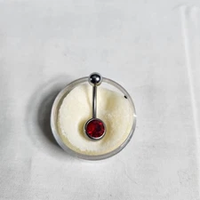 14 Gauge Red Jewel Belly Button Ring Body Piercing Jewelry
