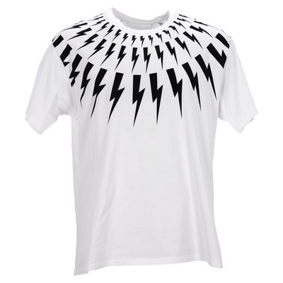 Neil Barrett T-Shirt Mit Thunderbolt-Print Aus Weißer Baumwolle Männlich Weiß M