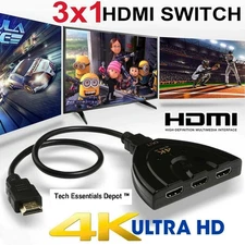 2K 4K HDMI Switch 3 In 1 Out Hub Splitter Adapter Ultra HD for HDTV Monitor PC