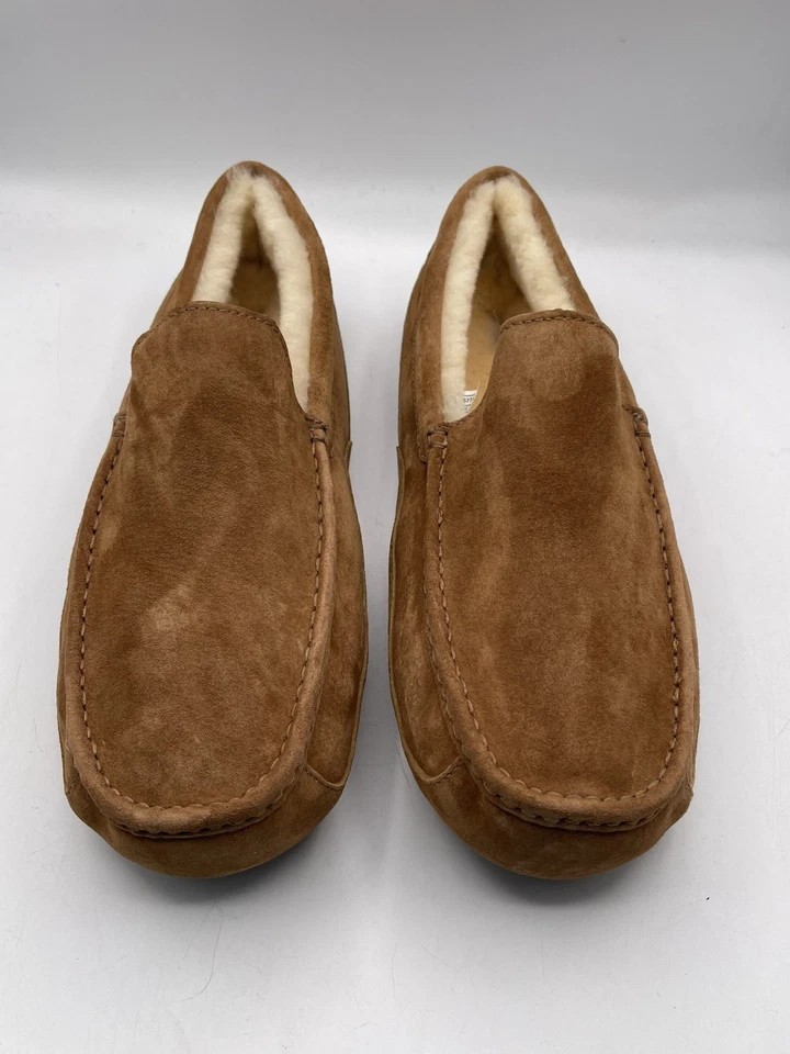 UGG Zapatos Cherokee Marrón Ascot Cuero Piel de Oveja Zapatillas Mocasines Hombres EE. UU. Talla 17 Foto 2 de 4