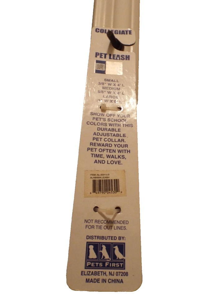 Collegiate Pets Alabama Size Large Lead Leash NWT Crimson Tide - Изображение 2 из 2