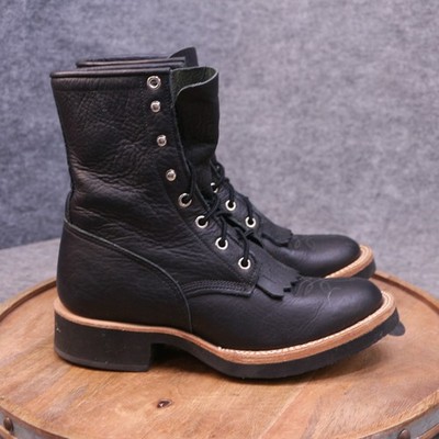 Justin Boots Drennan 7 Inch Lace Up Roper Womens 6.5 B Black Boots Tekno Crepe