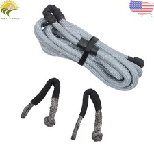 Nylon Kinetic Recovery Rope 34000lbs 1in X 30ft 2pcs Synthetic Soft Shackle Gray Nylon Kinetic Recovery Rope 34000lbs 1in X 30ft 2pcs Synthetic Soft Shackle Gray
