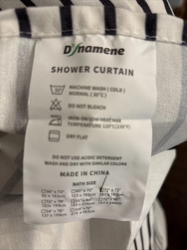 Dynamene Black & White Stripe Shower Curtain Tassels 72X72 Cloth - Image 3 of 4