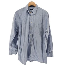 Mark Alexander Mens Blue Oxford Button Down Shirt Size 17 35 Long Sleeve