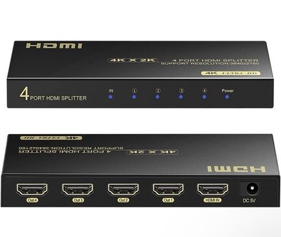 4K HDMI Splitter 1 input 4 Output, Support 4k 60hz Full HD 180p And 3D